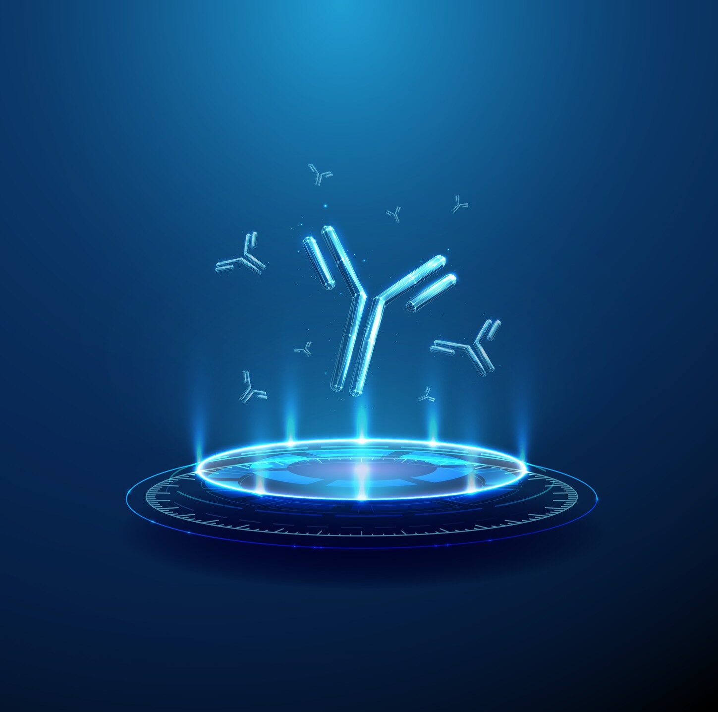 Antibodies in blue background